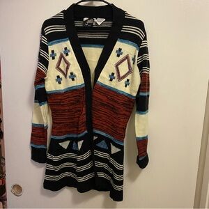 Zado Vintage Womens Knit Cardigan Sweater L Large 40” Aztec Print Southwestern
